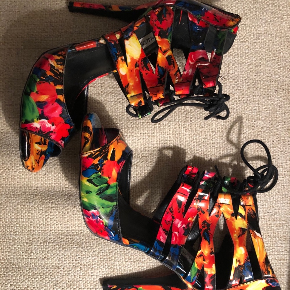 Steve Madden floral lace up high heels